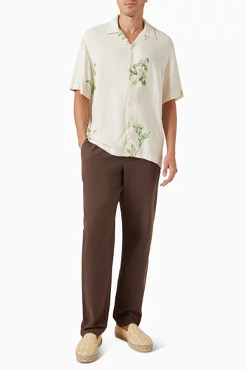 Terry Floral-printed Shirt in Linen-blend