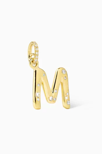 Galactic Letter 'M' Diamond Charm in 18kt Gold
