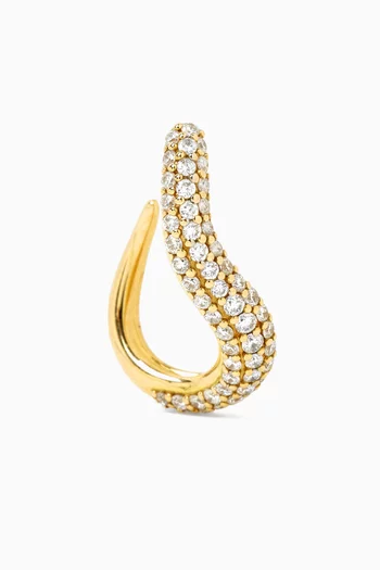 Wavy Pave Diamond Single Hoop Earring in 14kt Gold