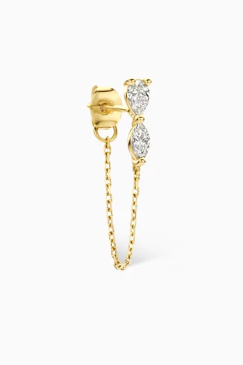 Dana Two Diamond Chain Single Earring in 14kt Gold