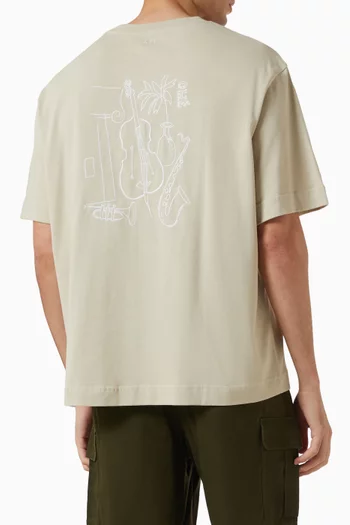 Instrument Scene Embroidered T-shirt in Cotton