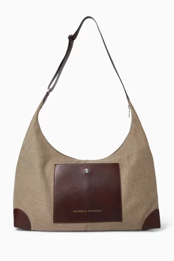 Messenger Bag in Canvas & Calfskin Leather