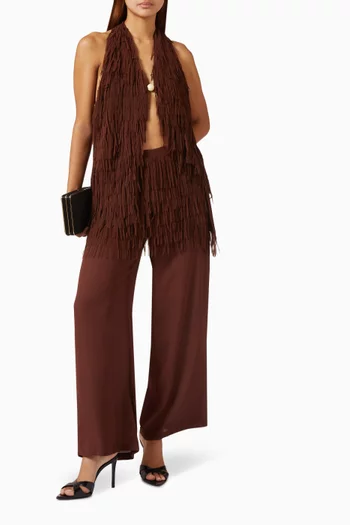 Vicono Fringed Halter Top in Crepe