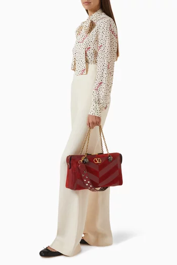 Medium Panthea Shoulder Bag in Suede & Leather