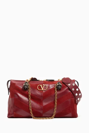 Medium Panthea Shoulder Bag in Suede & Leather