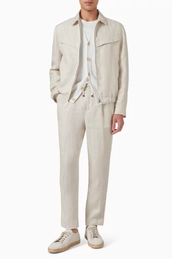 Striped Chevron Pants in Linen