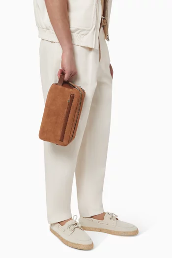 Beauty Case in Suede & Leather