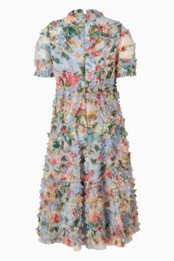 Floral Ruffle Dress in Mesh