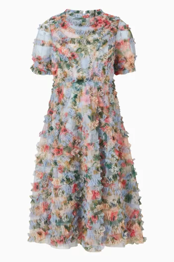 Floral Ruffle Dress in Mesh