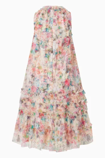 Sleeveless Floral Dress in Mesh