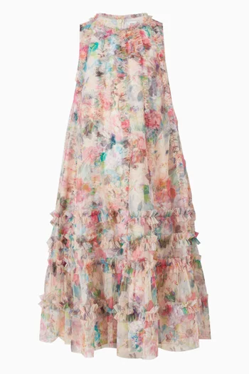 Sleeveless Floral Dress in Mesh
