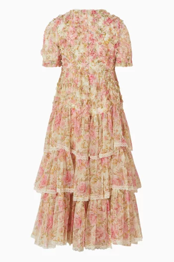 Floral Midi Dress in Mesh