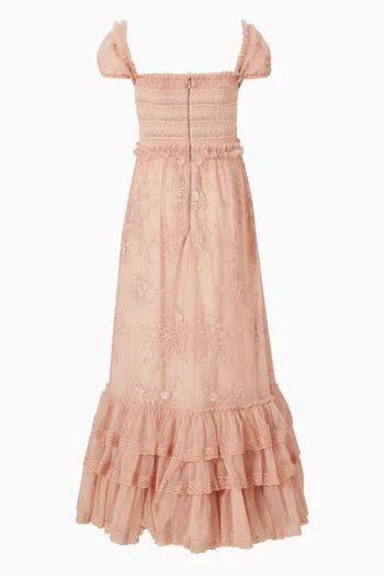Puff Sleeve Ruffle Gown