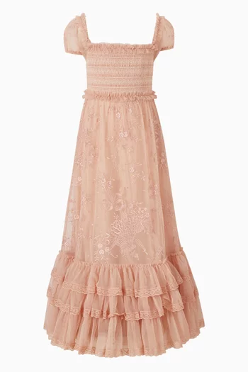 Puff Sleeve Ruffle Gown
