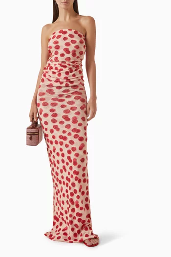 Raspberry-print Maxi Dress