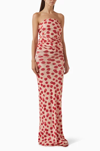 Raspberry-print Maxi Dress