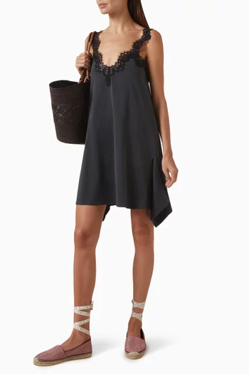 Lace-trim Mini Dress in Jersey
