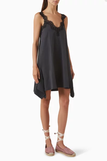 Lace-trim Mini Dress in Jersey