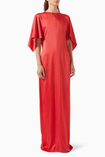 Handkerchief-sleeve Dress in Satin