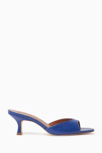 Brigitte 55 Mules in Snake-embossed Leather