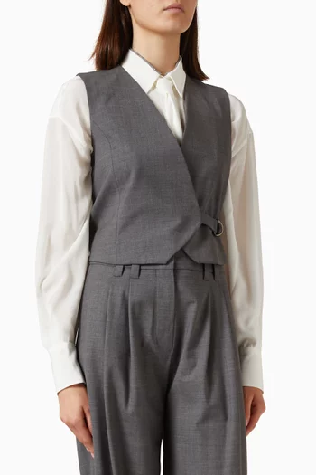 Wrap Vest in Wool-blend