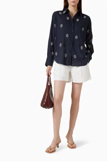 Connie Embroidered Shirt in Cotton-voile