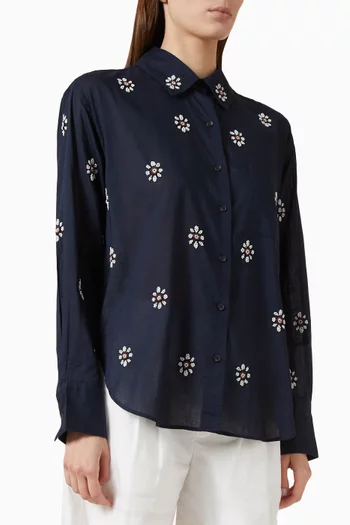 Connie Embroidered Shirt in Cotton-voile