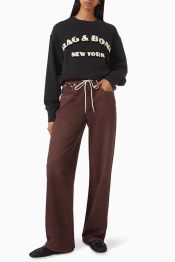 Miramar Drawstring Wide-leg Pants in Cotton Terry