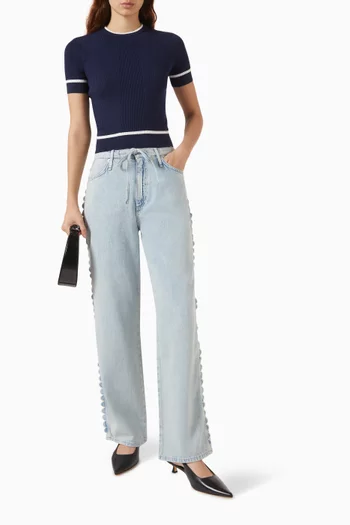 Phoebe Drawstring Wide-leg Jeans in Featherweight Denim