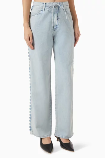 Phoebe Drawstring Wide-leg Jeans in Featherweight Denim