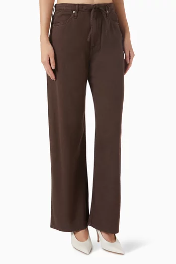 Phoebe Drawstring Wide-leg Jeans in Featherweight Denim