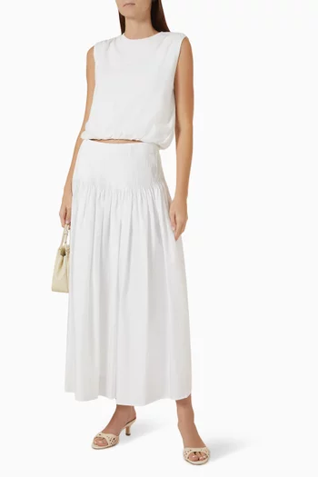 Elena Pintucked Poplin Maxi Skirt in Cotton