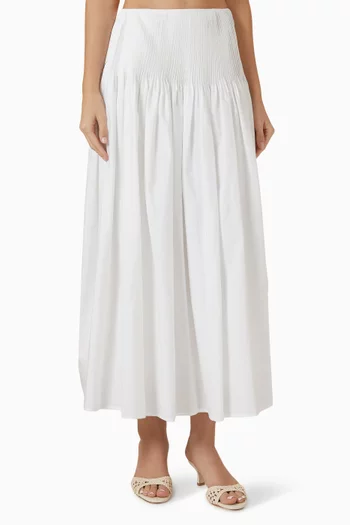 Elena Pintucked Poplin Maxi Skirt in Cotton