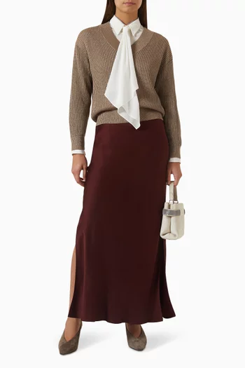 Side-slit Skirt in Satin Cady
