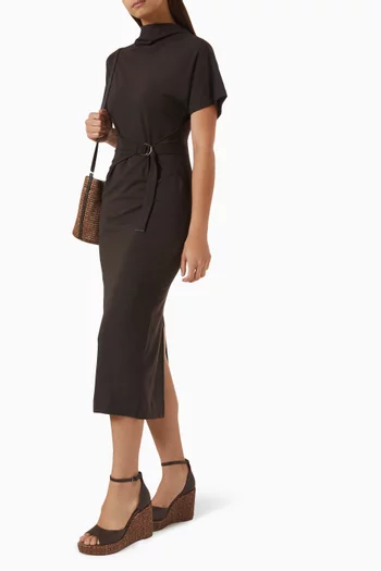 Belted Wrap Dress in Wool Jersey