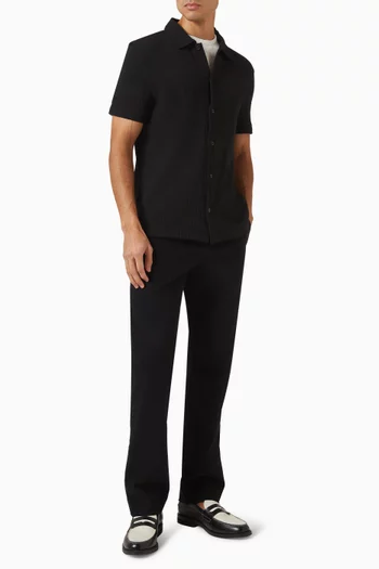 Pointelle Button-front Shirt in Cotton-blend