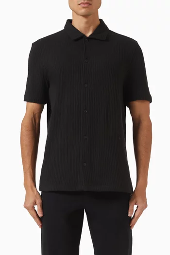 Pointelle Button-front Shirt in Cotton-blend