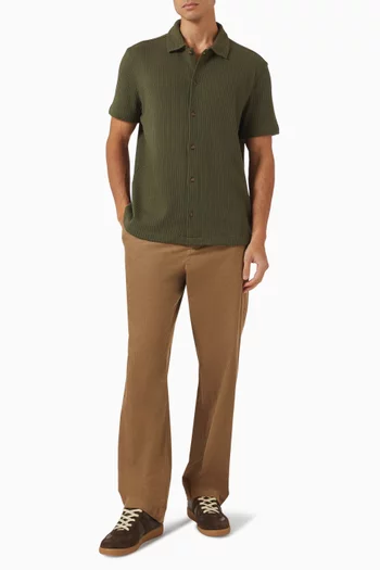 Pointelle Button-front Shirt in Cotton-blend