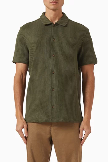Pointelle Button-front Shirt in Cotton-blend