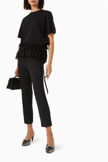 Lace Peplum T-shirt in Cotton-jersey