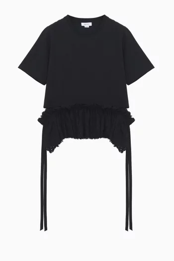 Lace Peplum T-shirt in Cotton-jersey
