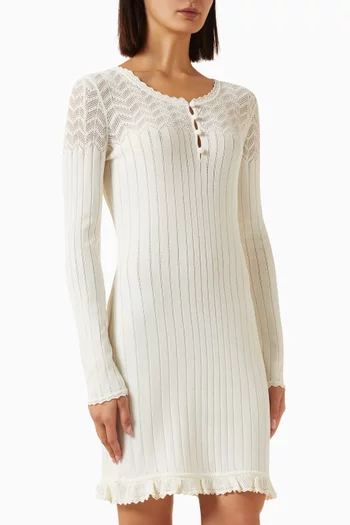 Pointelle Knit Mini Dress in Viscose-blend