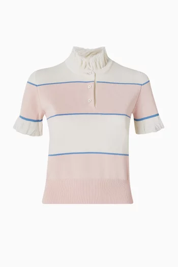 Ruffle Trim Striped Top