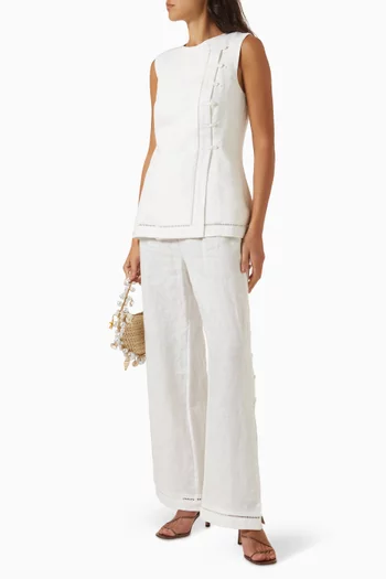 Arwen Buttoned Vest Top in Linen