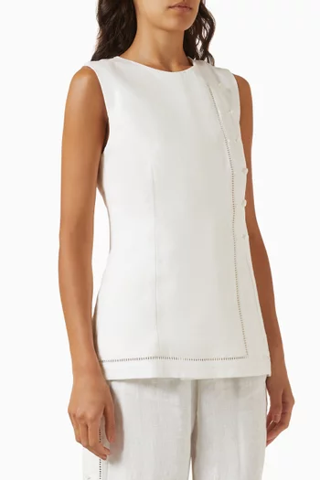 Arwen Buttoned Vest Top in Linen