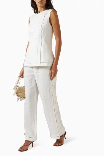Alessandra Wide-leg Pants in Linen