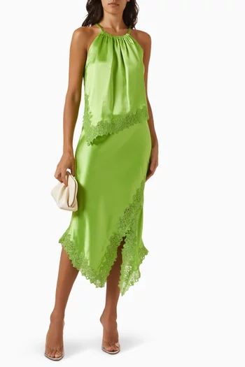 Madina Asymmetrical Hem Top in Satin