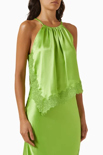 Madina Asymmetrical Hem Top in Satin