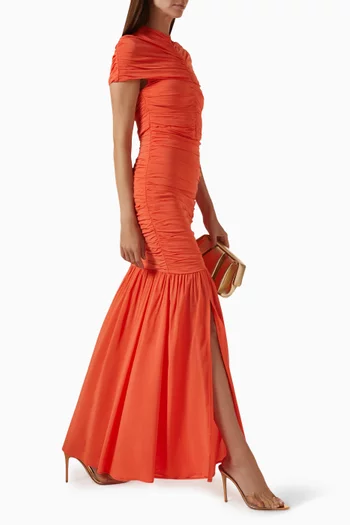 Loana Draped Maxi Dress in Chiffon