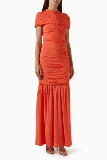 Loana Draped Maxi Dress in Chiffon